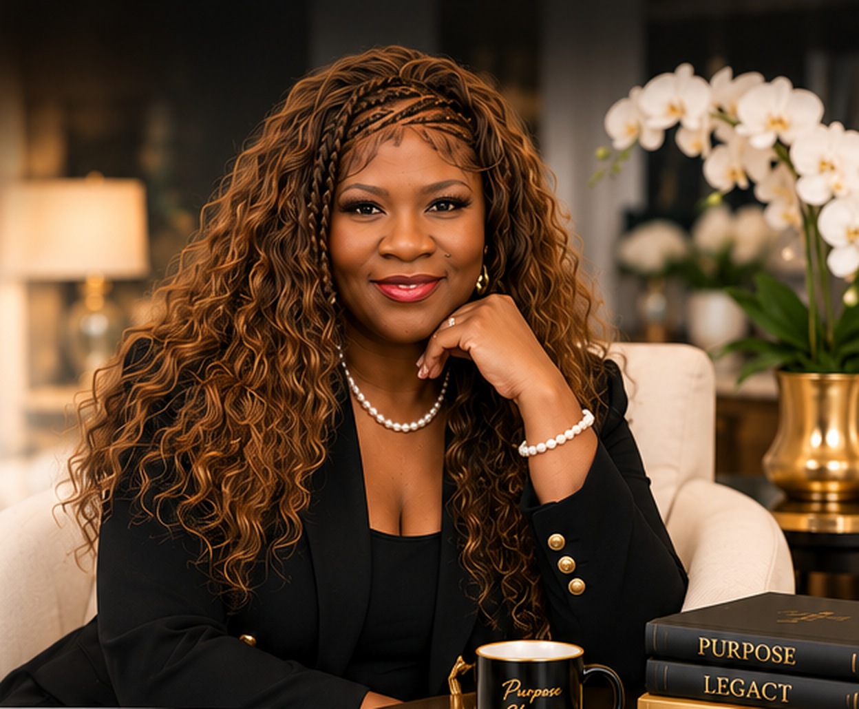 Dana Johnson seated at her desk